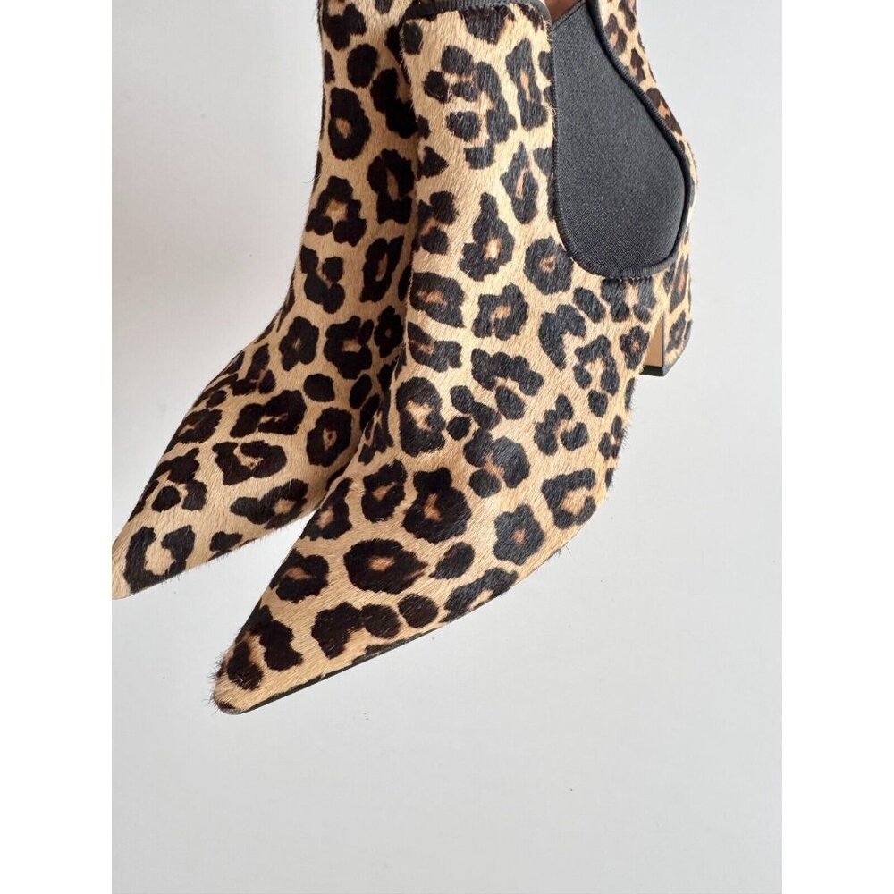 ZARA Leopard Print Calf Hair Leather Block Heel Chelsea Ankle Boots, Size 37 - Picture 6 of 15